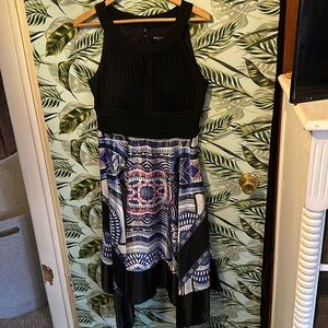 BB1-  black blue pink white design dress large RNstudio 14